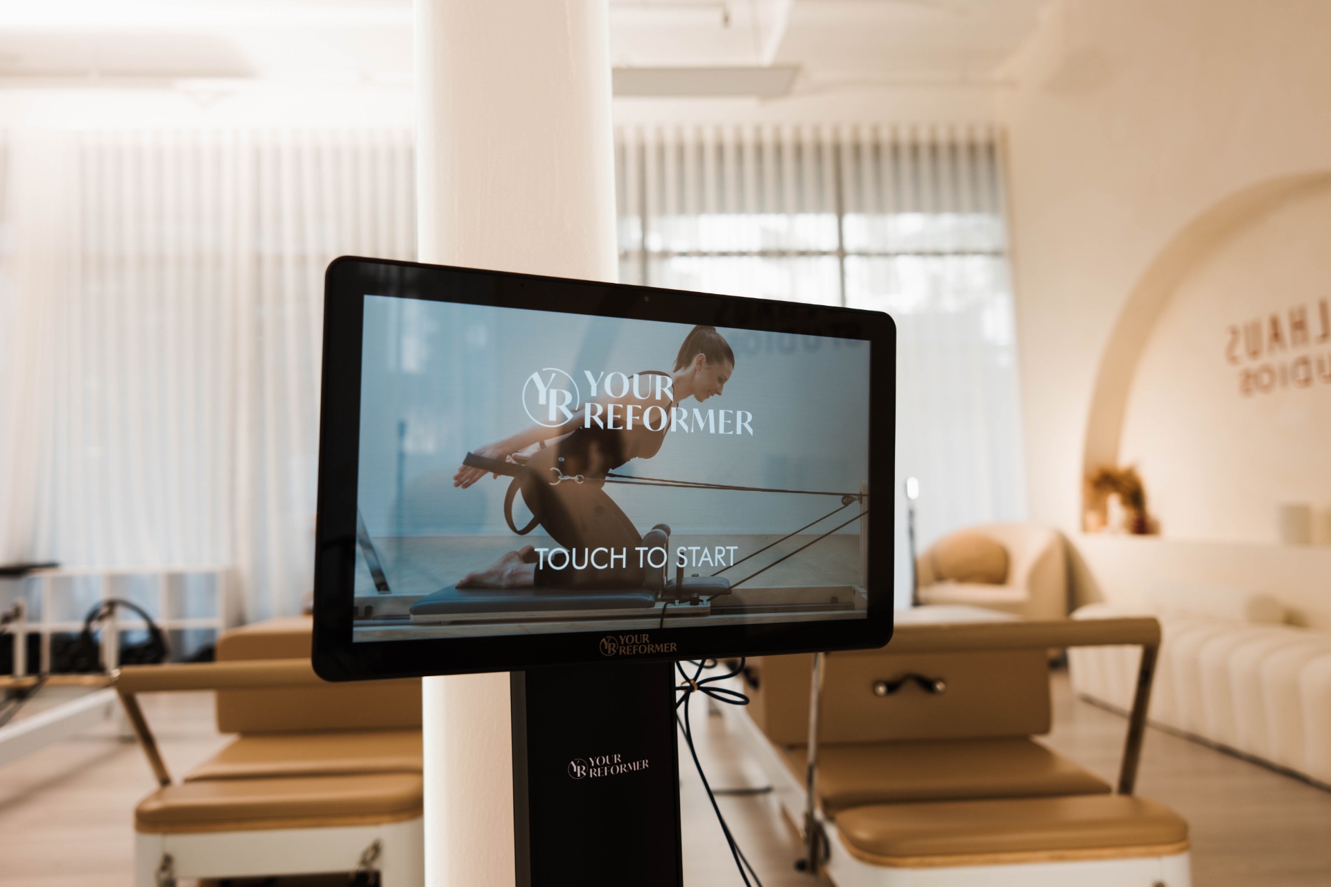 A reformer screen in the Solhaus studio ready to start a session